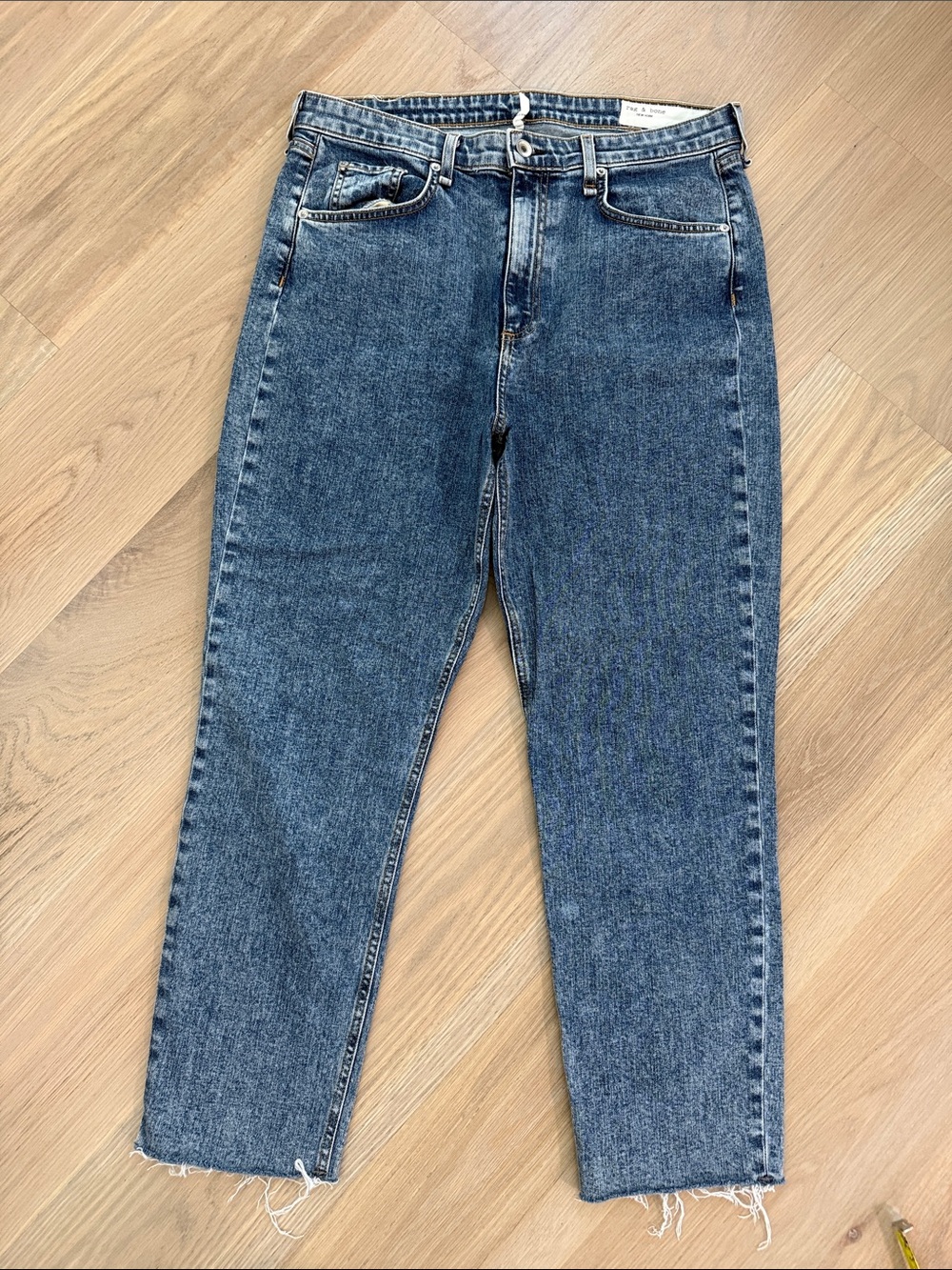 Rag & Bone Nina High-Rise Ankle Cigarette Jeans Calypso Size 32 Raw Hem